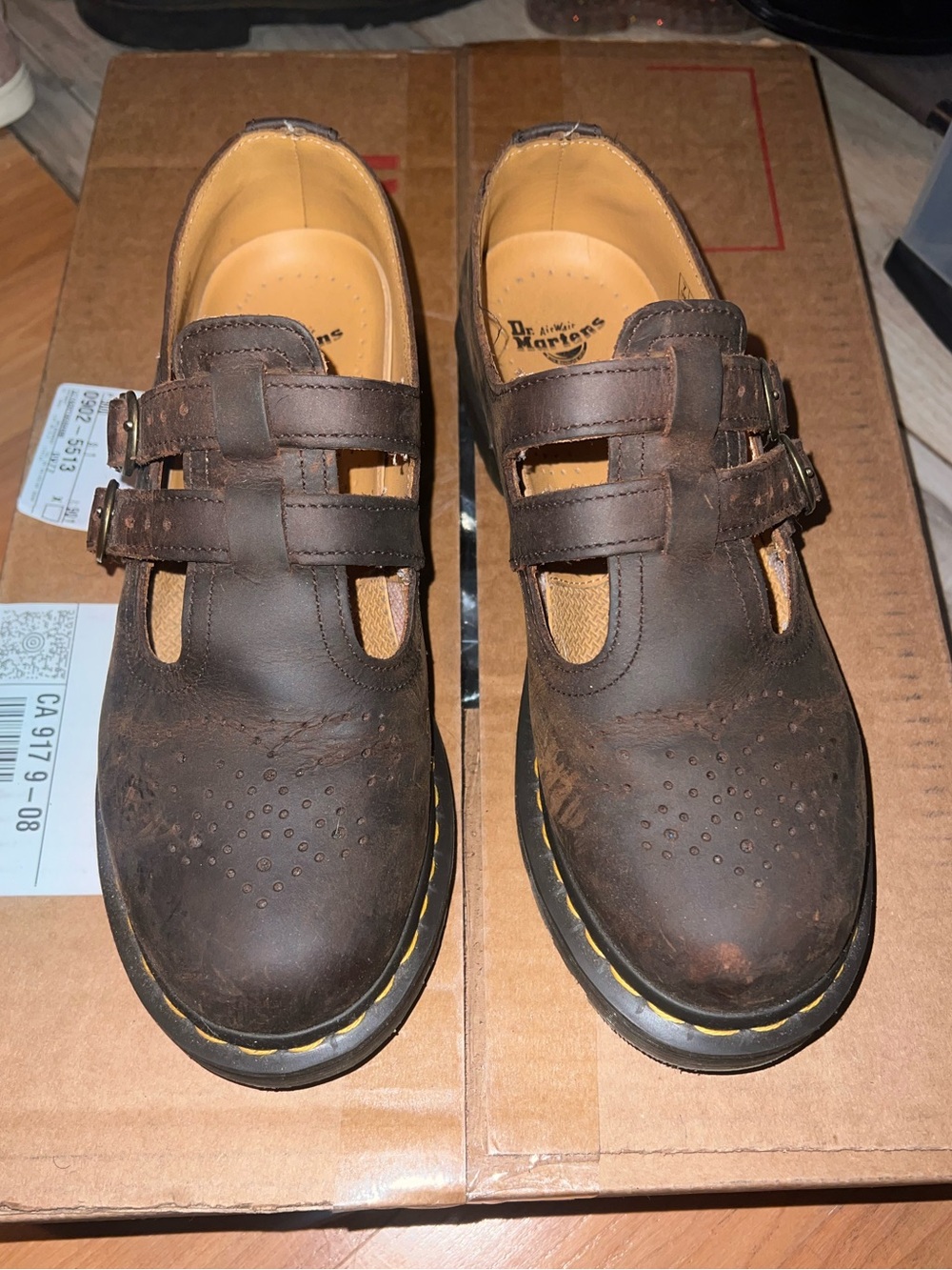 Dr. Martens Brown Mary Jane Double Strap Shoes